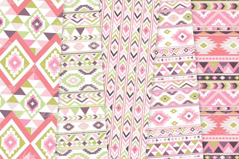 pink-and-green-aztec-digital-paper