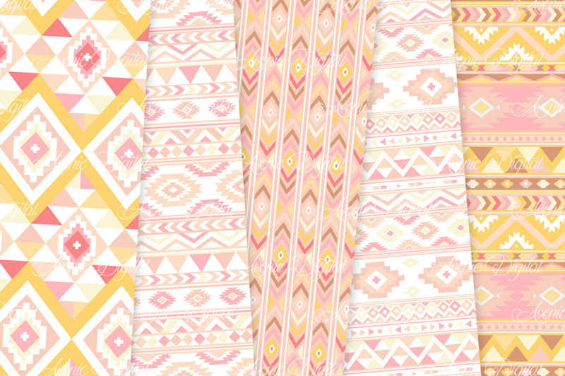 sweet-pink-and-yellow-aztec-digital-paper