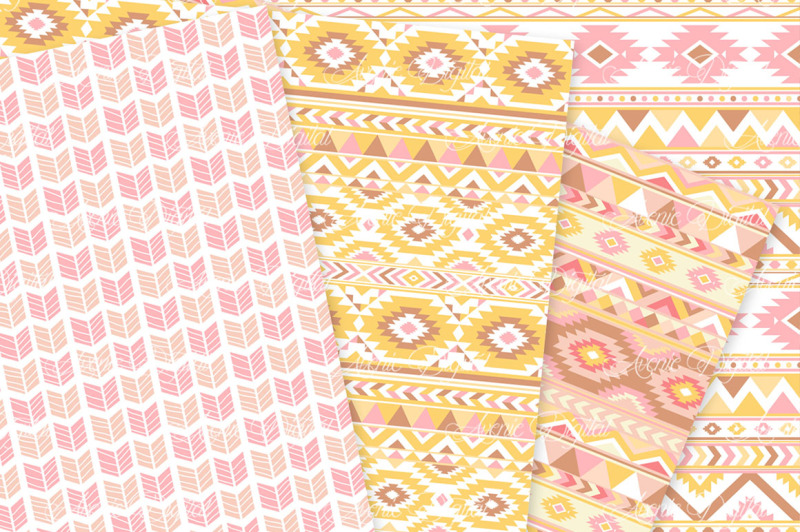 sweet-pink-and-yellow-aztec-digital-paper