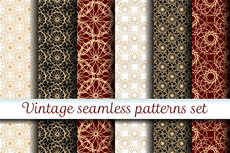 vintage-seamless-patterns-set