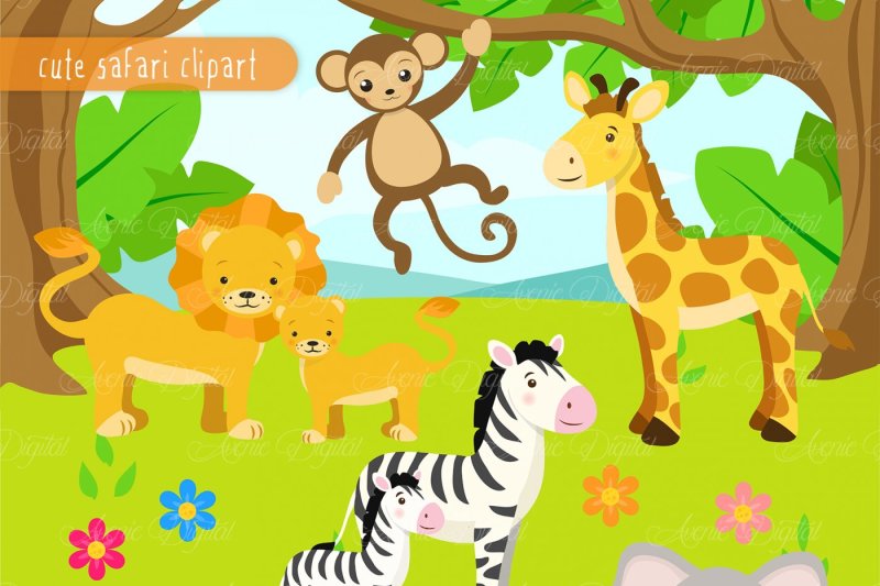 cute-safari-animals-clipart-vector