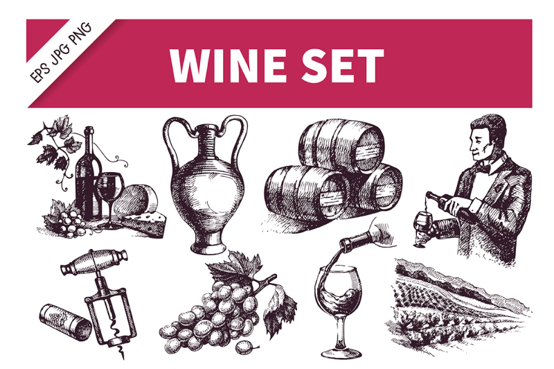 wine-hand-drawn-sketch-vector-set