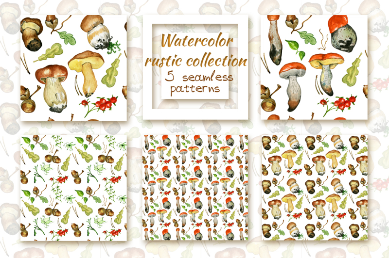 watercolor-rustic-set-with-mushrooms