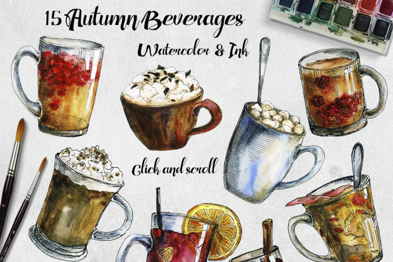autumn-beverage-watercolor-bundle