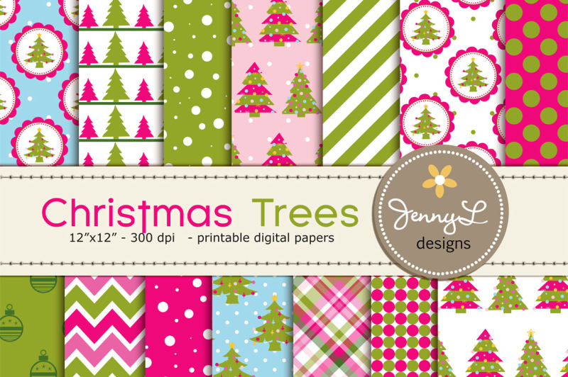 christmas-trees-digital-papers