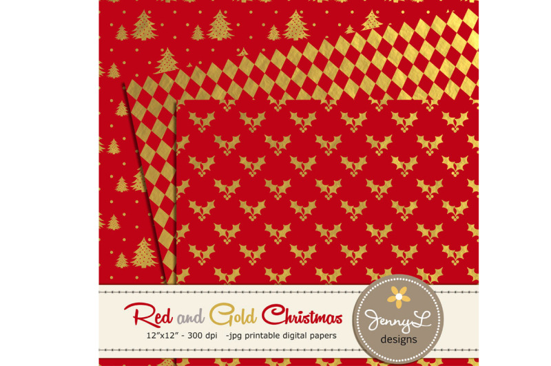 red-and-gold-christmas-digital-papers