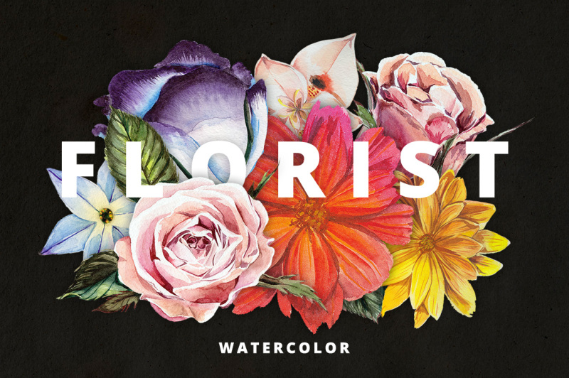 florist-watercolor-flowers-set