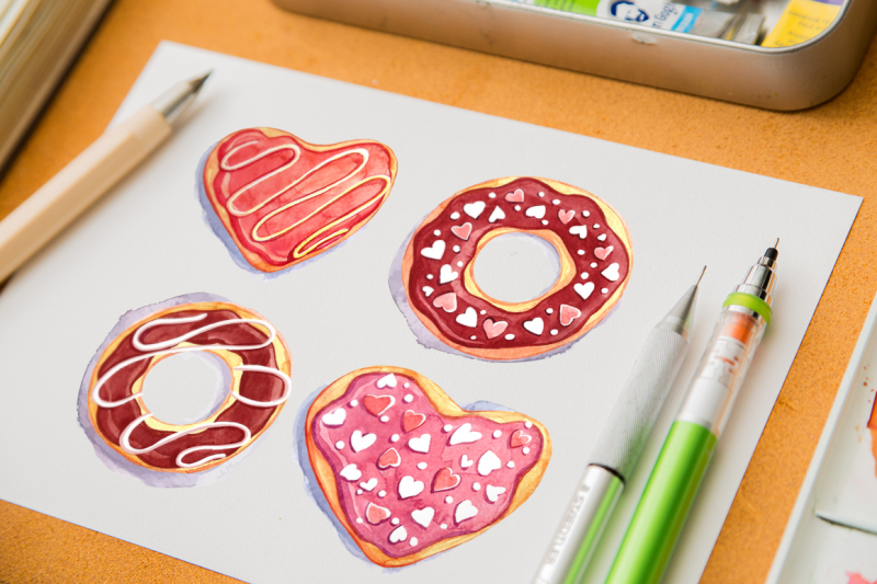 watercolor-donuts