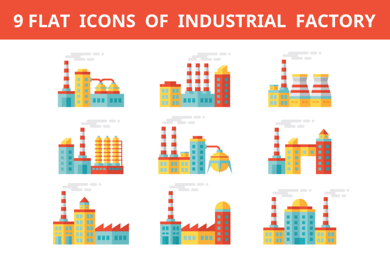 industrial-factory-flat-style-vector-icons