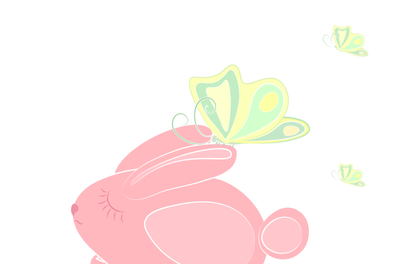 the-image-of-a-small-rabbit-and-sat-down-in-his-ear-butterfly-two-file-jpeg-300-dpi-for-print-and-eps-10