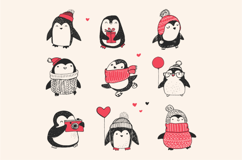 cute-penguin-icons-christmas-cards