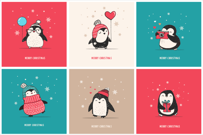 cute-penguin-icons-christmas-cards