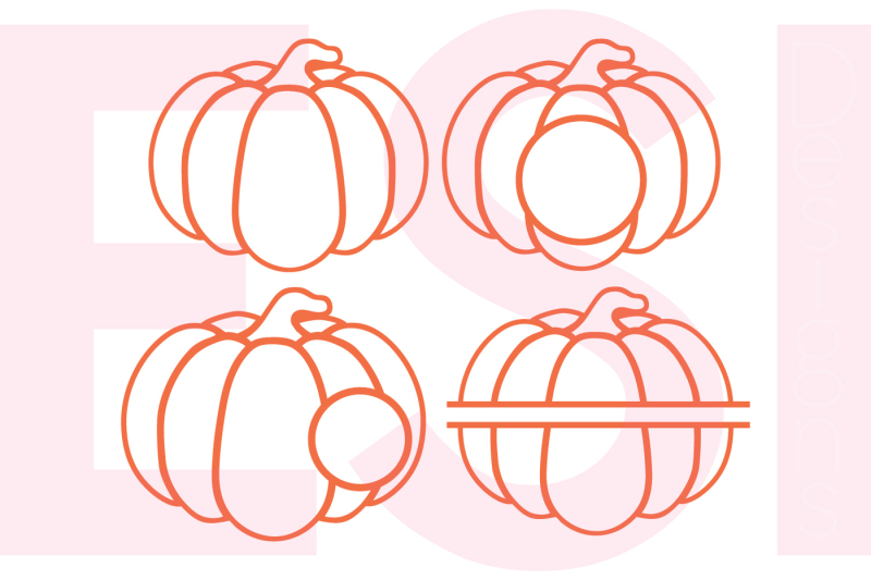 Download Pumpkin Outline Designs and Monogram Set - SVG, DXF, EPS ...