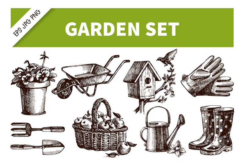 garden-hand-drawn-vector-set