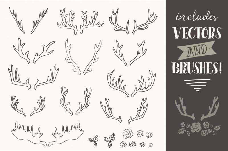 hand-drawn-antlers-clip-art-and-vectors