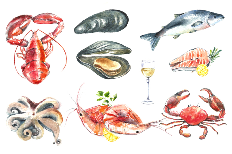 watercolor-seafood-clip-art