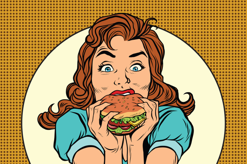 young-woman-eating-burger