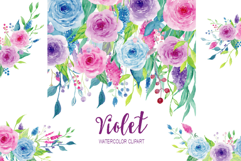watercolor-clipart-violet-collection