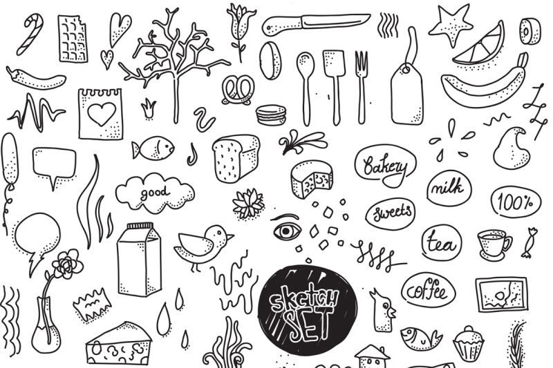 isolated-doodle-objects-set-hand-drawn