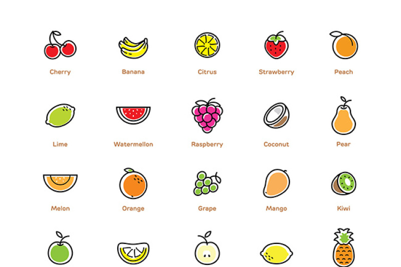 fruit-icons-set