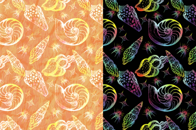 watercolor-colorful-patterns-seashells