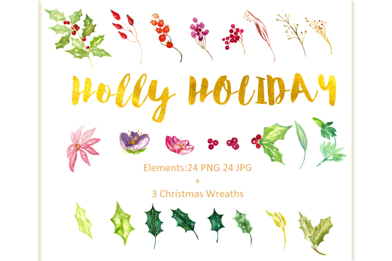 holly-holiday-christmas-watercolor-clipart
