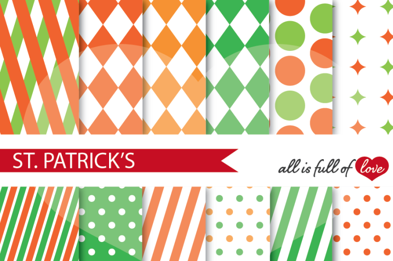 st-patricks-day-digital-paper-green-orange-backgrounds-digital-scrapbook