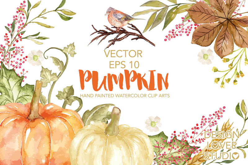 vector-watercolor-pumpkin-clip-arts