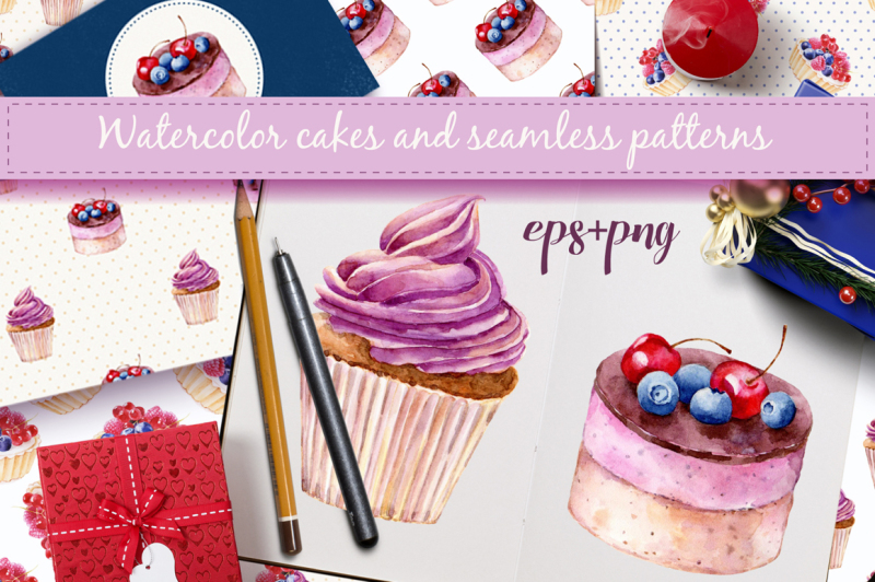 watercolor-cakes-vector-set
