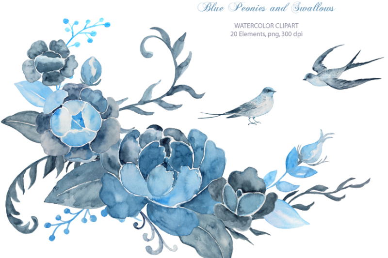 wedding-clipart-blue-peony-swallows