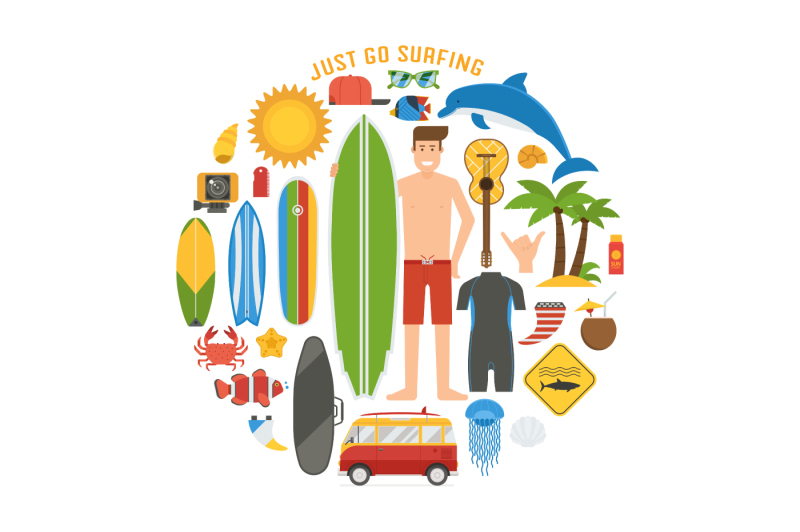 surfing-lifestyle-elements-set