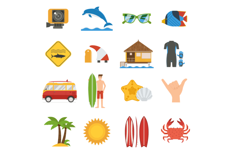 surfing-travel-icon-set