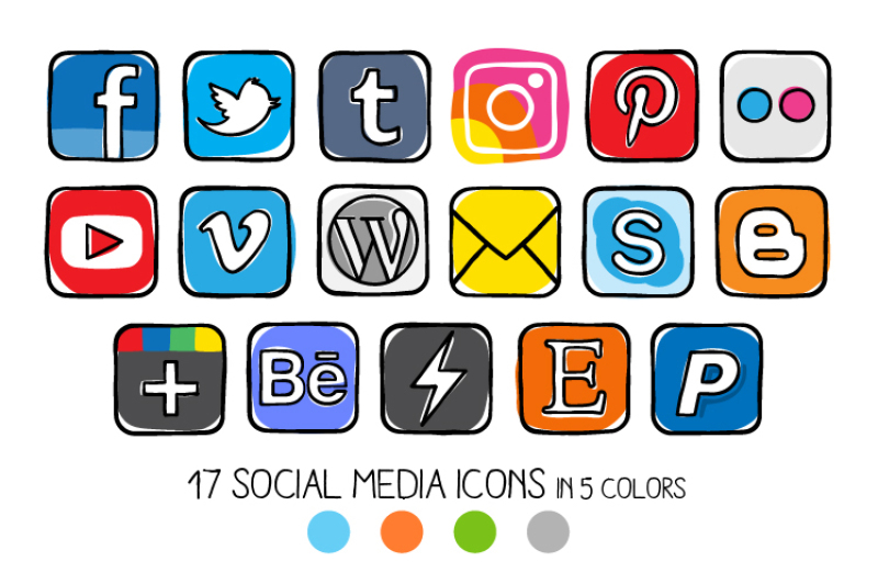 vector-guache-social-media-icons