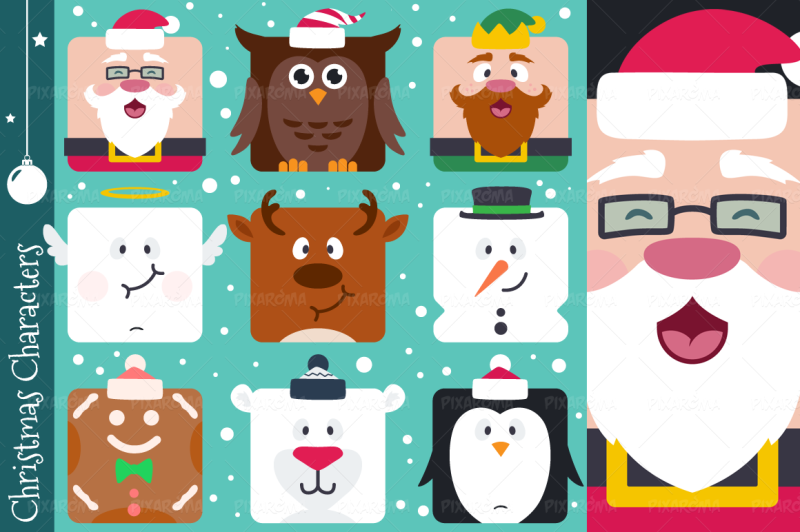 square-flat-christmas-characters