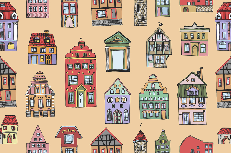 old-town-houses-pattern