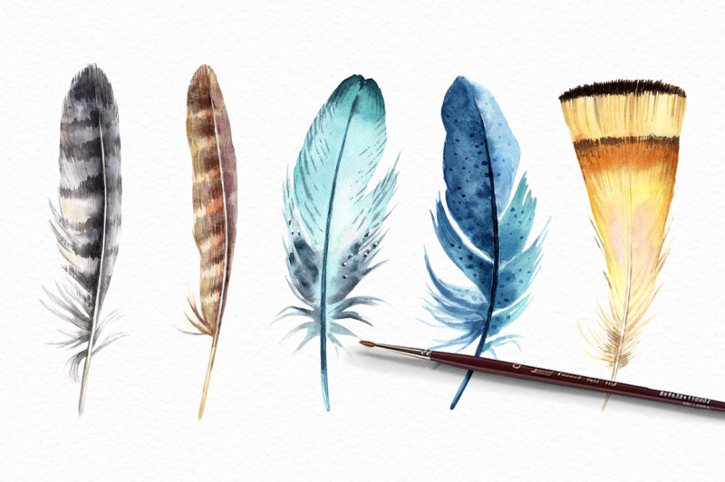 watercolor-feathers