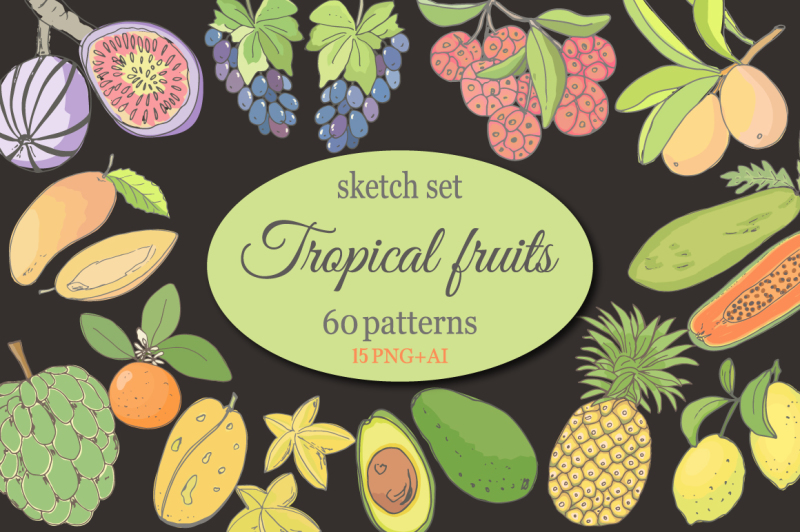 sketch-of-tropical-fruits