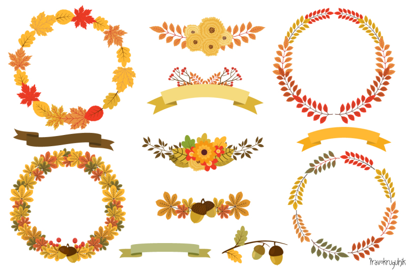 autumn-wreaths-clipart-fall-floral-border-round-frame-wreath-bouquet