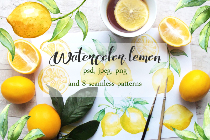 watercolor-lemon-set