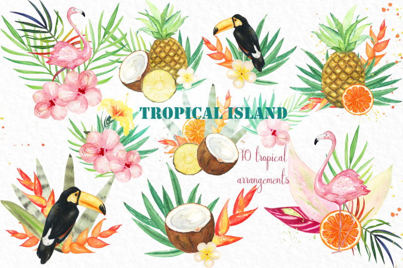 tropical-island-watercolor-clipart