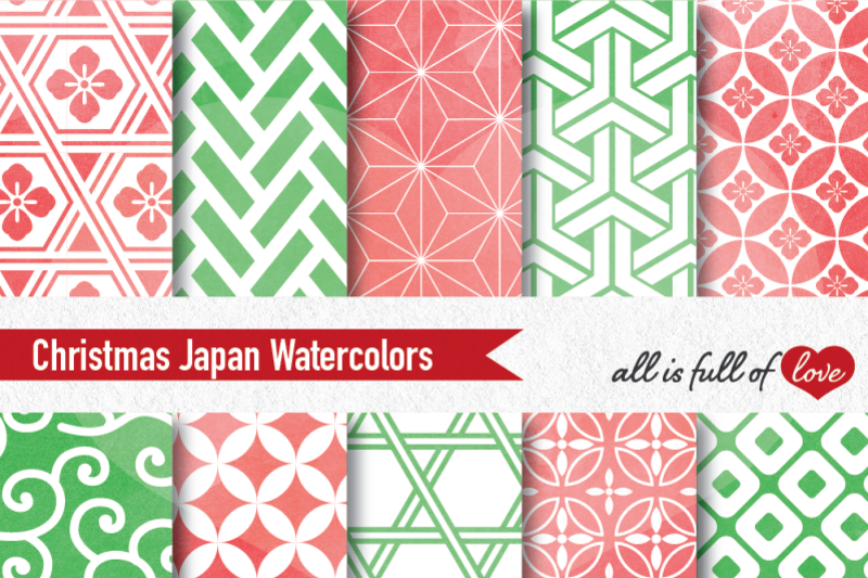 christmas-watercolor-patterns-seamless-japanese-graphics-red-and-green-digital-background