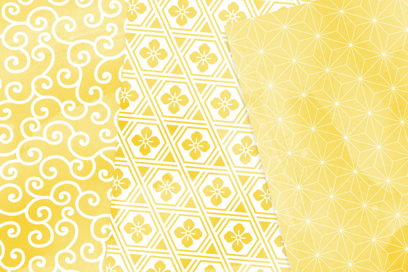 yellow-watercolours-digital-paper-oriental-repeating-patterns
