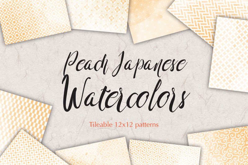 wedding-paper-peach-watercolours-digital-paper-japan-patterns-seamless-backgrounds