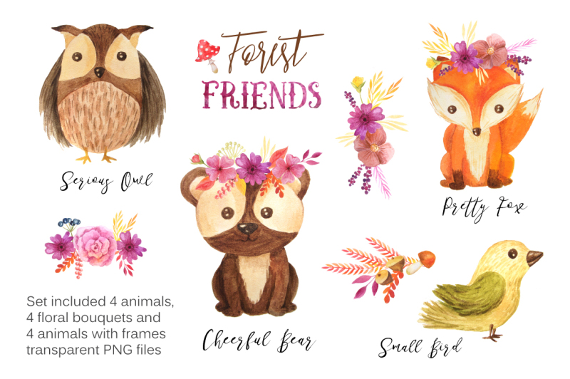 watercolor-forest-animals-set