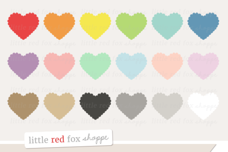 Scalloped Heart Clipart By Little Red Fox Shoppe | TheHungryJPEG