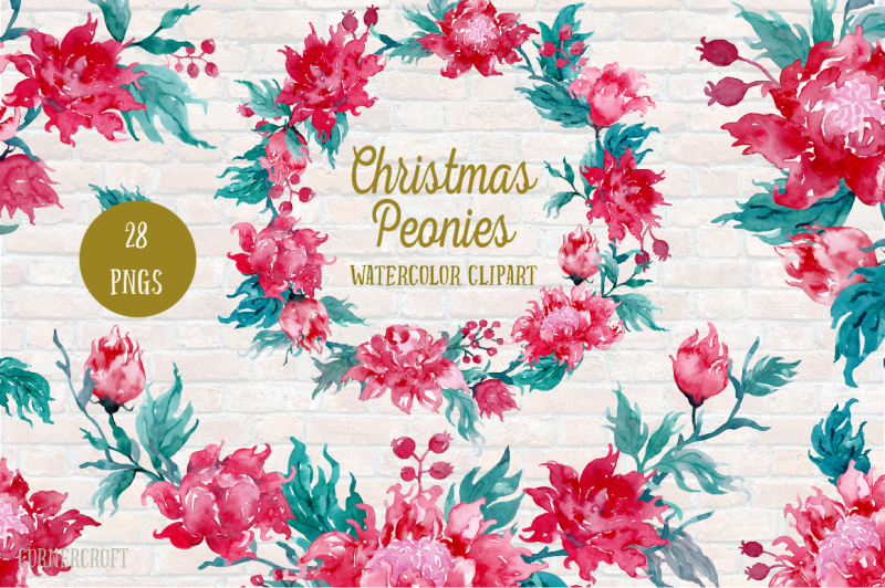 watercolor-clipart-christmas-peonies