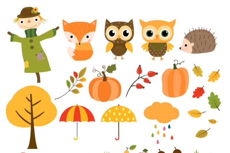 autumn-clipart-set-scarecrow-clip-art-fall-bunting-owl-hedgehog