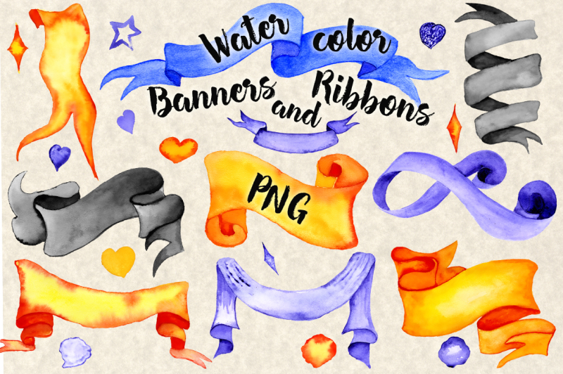 halloween-watercolor-ribbon-banners