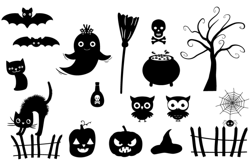 halloween-silhouettes-clipart-black-silhouette-set