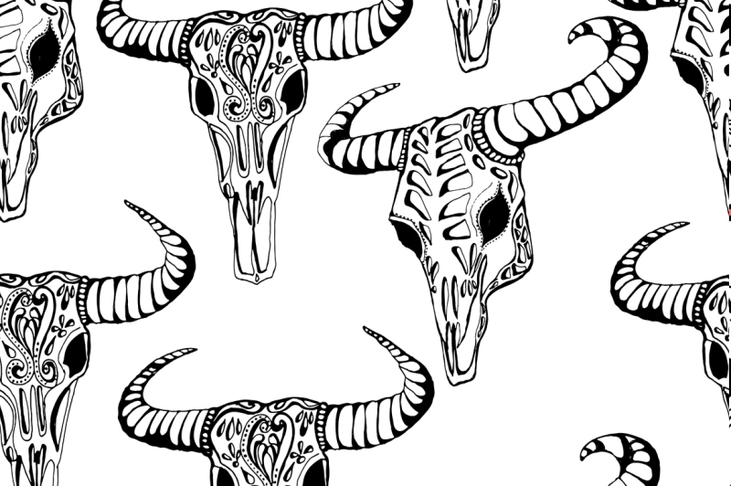 hand-drawn-seamless-patterns-skulls